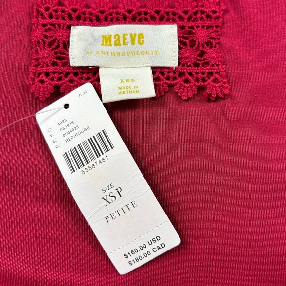 Anthropologie Maeve Square Neck Red Jocelyn Midi Holiday Party Dress - Picture 5 of 8